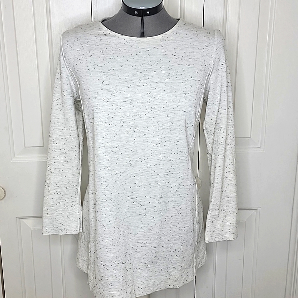 J.Jill Light Gray Blouse With Black Speckles Size M